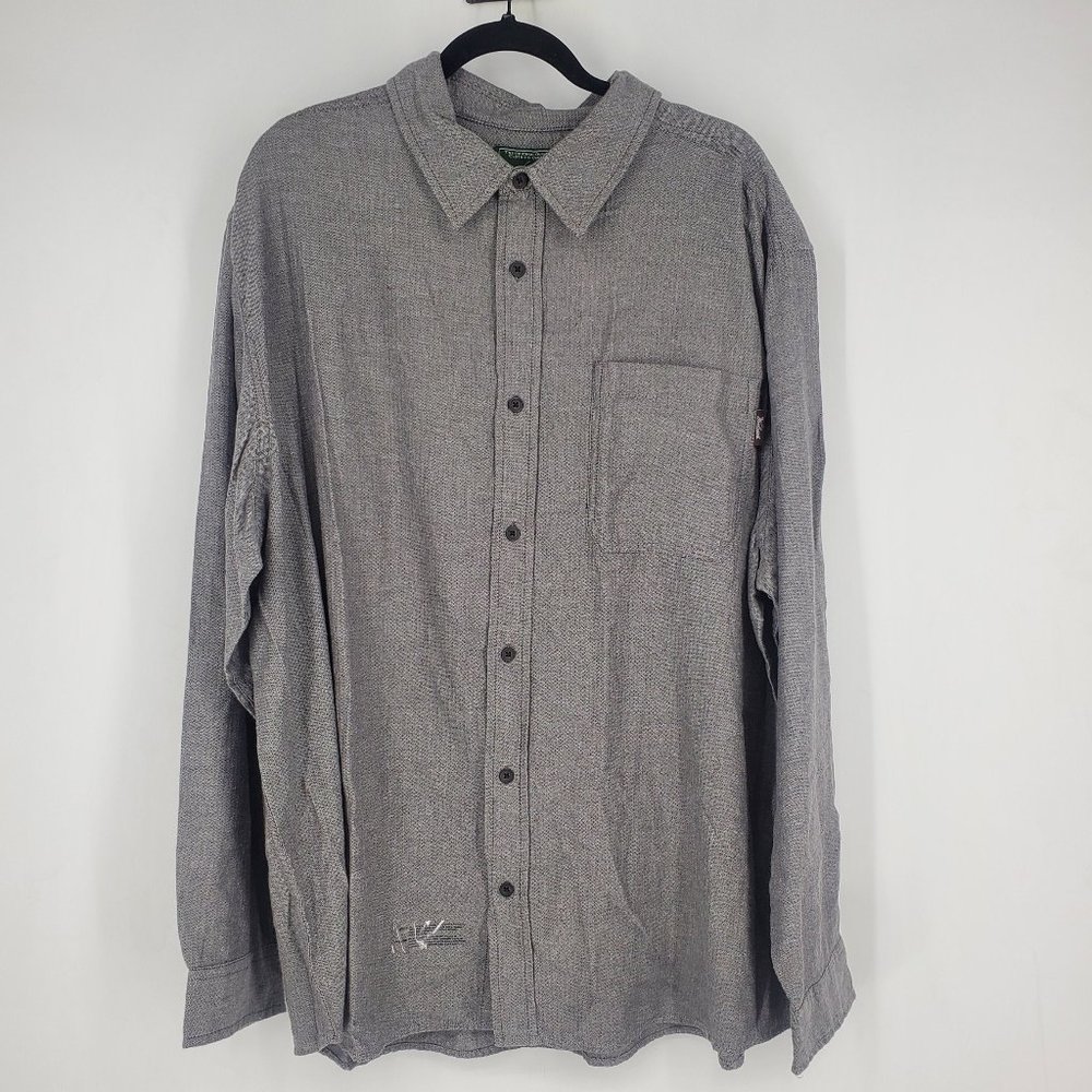 New Men Woolrich Eco Rich Gray Button Down Long Sleeve Shirt Size XXL